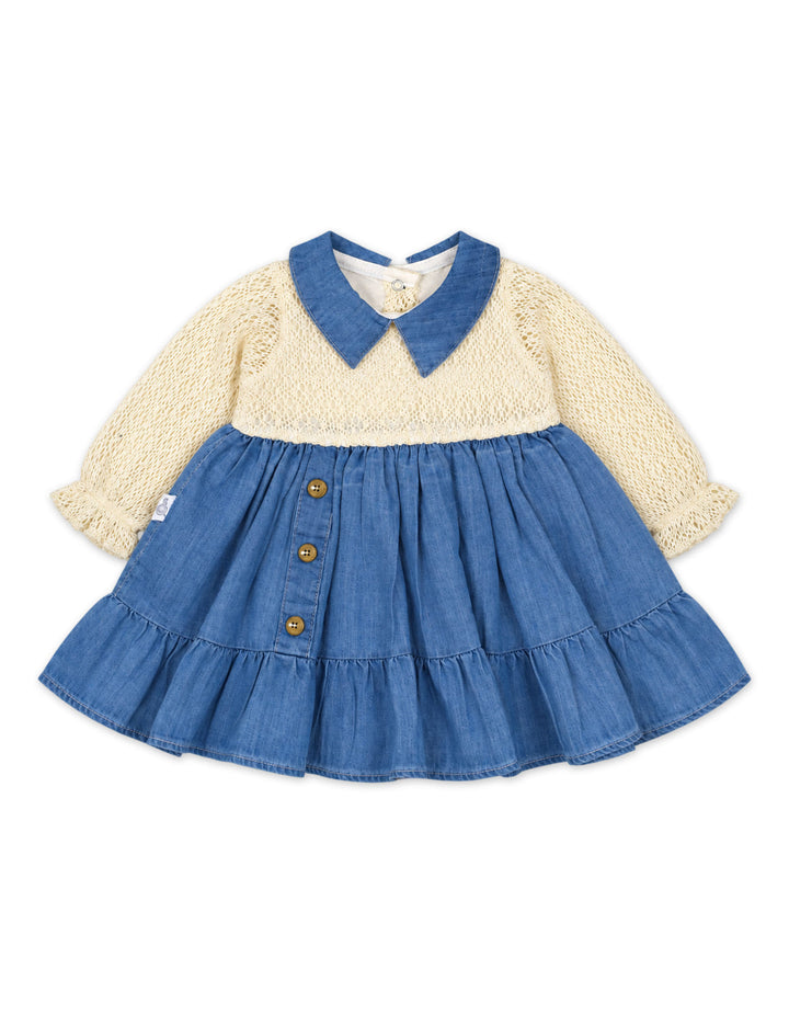 Baby Girls Party Dress Off White and Blue at Zubaidas