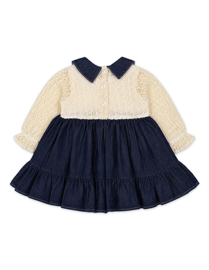 Baby Girls Party Dress Off White and Navy Blue at Zubaidas Online Pakistan