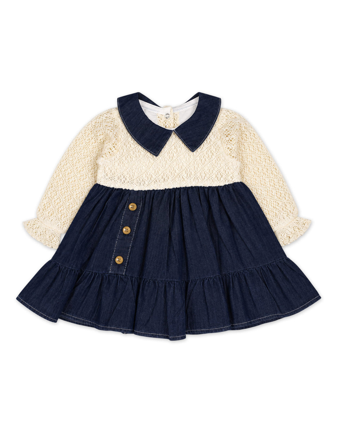 Baby Girls Party Dress Off White and Navy Blue at Zubaidas