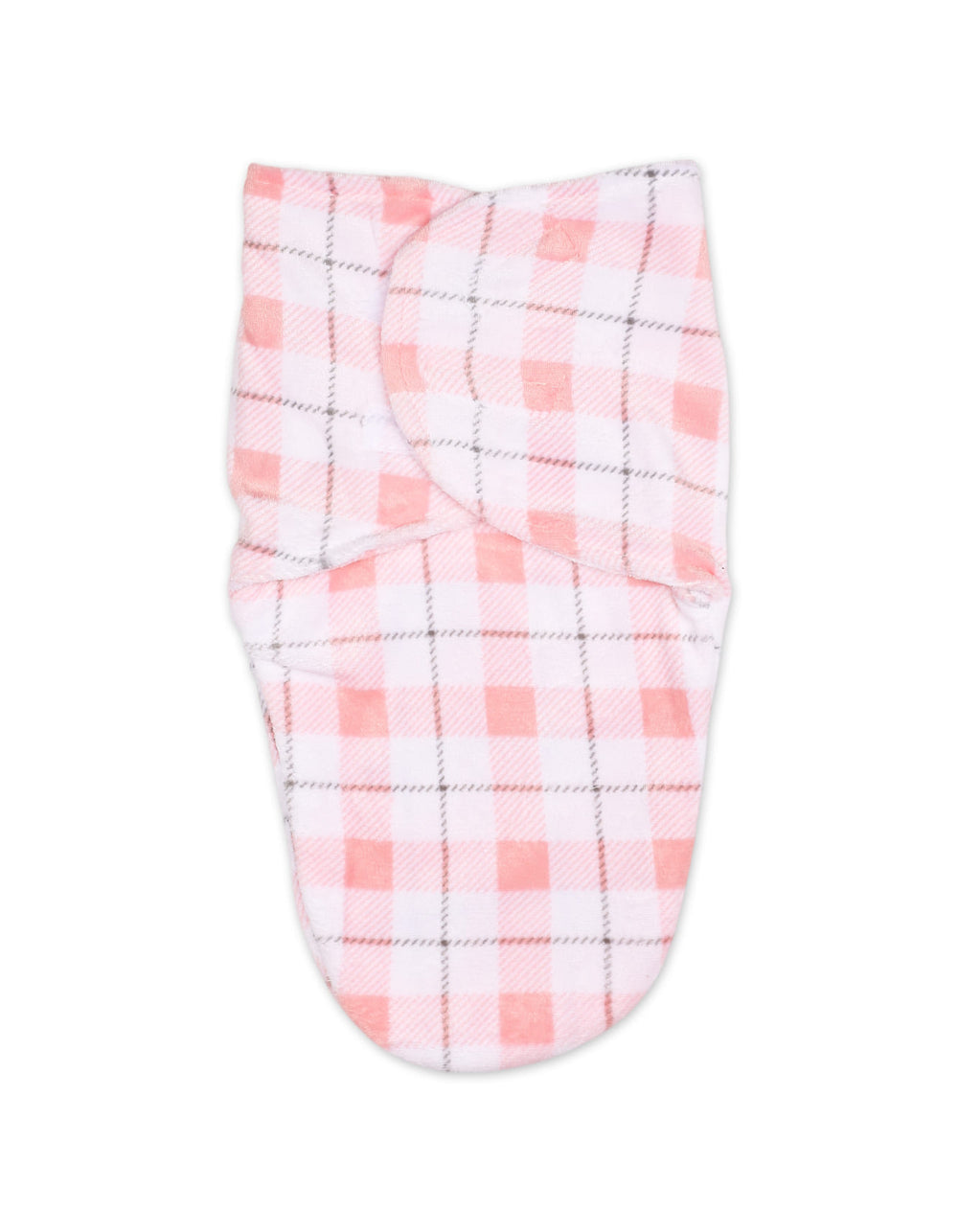 Baby Girls Plush Swaddle Wrap with Velcro Closure Plaid Pattern at Zubaidas Official Pakistan