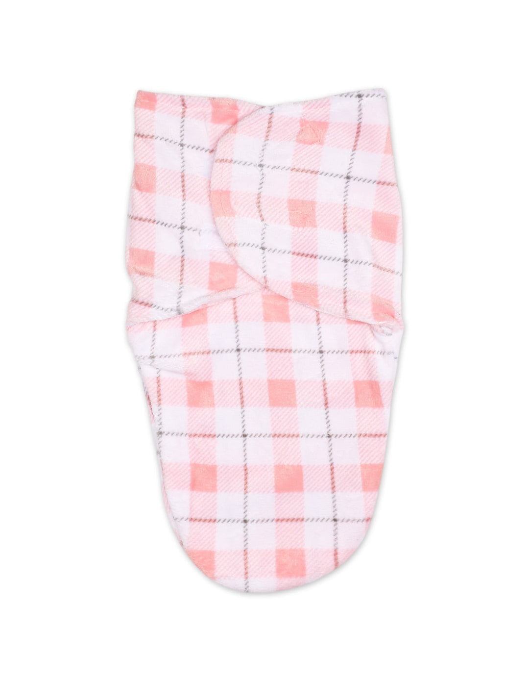 Baby Girls Plush Swaddle Wrap with Velcro Closure Plaid Pattern at Zubaidas Official Pakistan