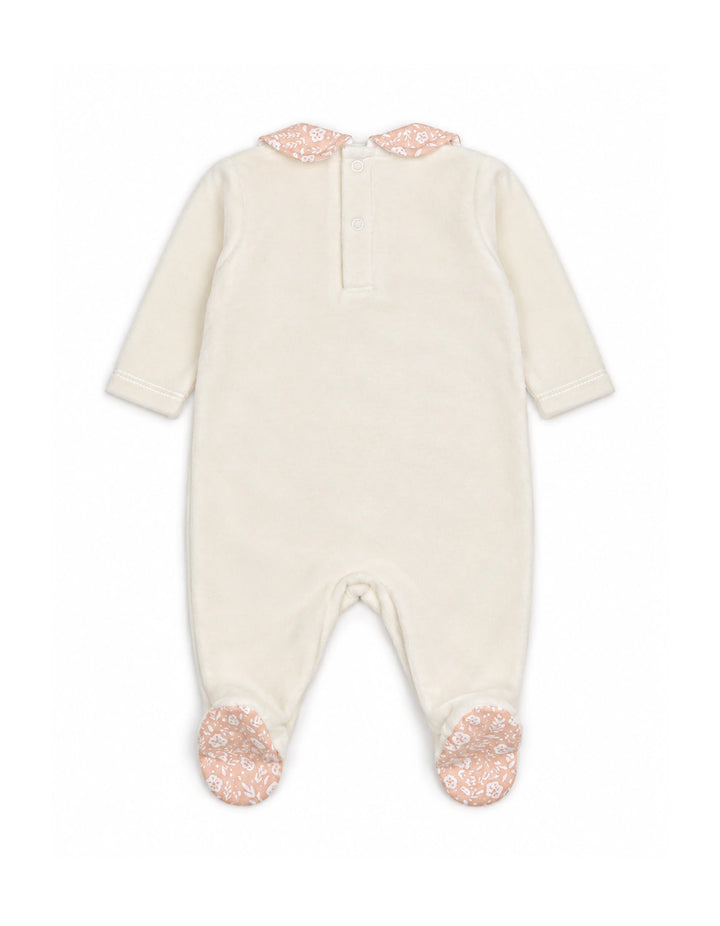 Baby Girls Romper Floral Peter Pan Collar White and Peach at Zubaidas Official Pakistan