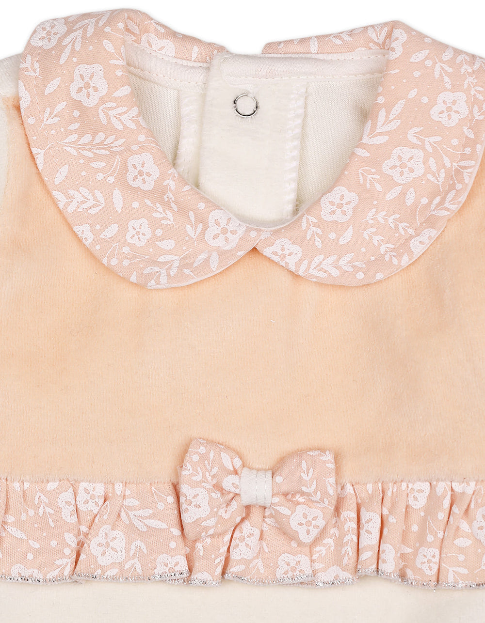 Baby Girls Romper Floral Peter Pan Collar White and Peach at Zubaidas Official Pakistan