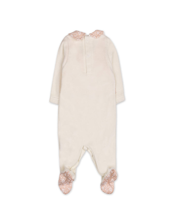 Baby Girls Romper Floral Peter Pan Collar White and Peach at Zubaidas Online Pakistan
