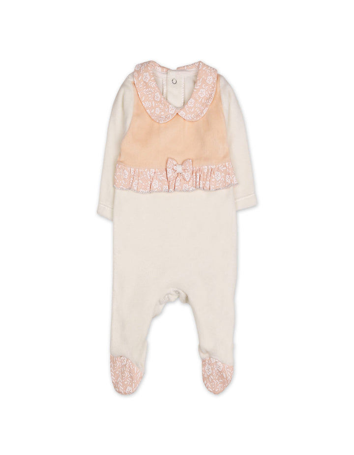 Baby Girls Romper Floral Peter Pan Collar White and Peach at Zubaidas