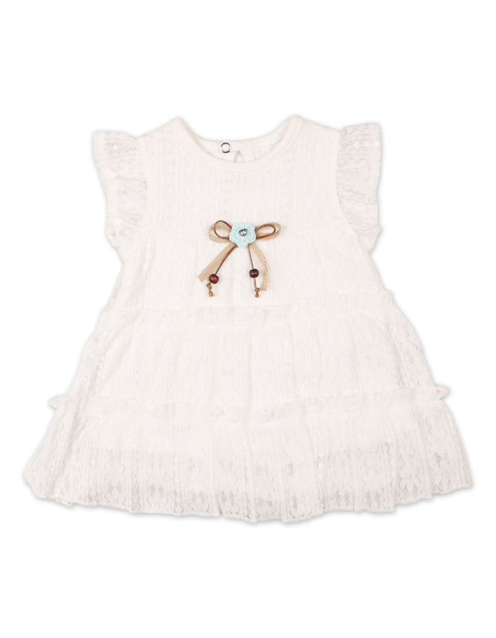 Baby Girls Summer Dress Green Flower White Premium Turkish Collection at Zubaidas