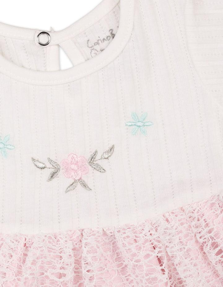 Baby Girls Summer Dress White Pink Premium Turkish Collection at Zubaidas Official Pakistan