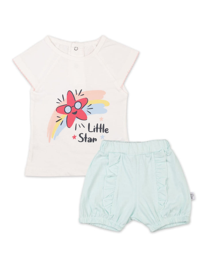 Baby Girls Summer Suit Sets White and Green Premium Turkish Collection at Zubaidas 