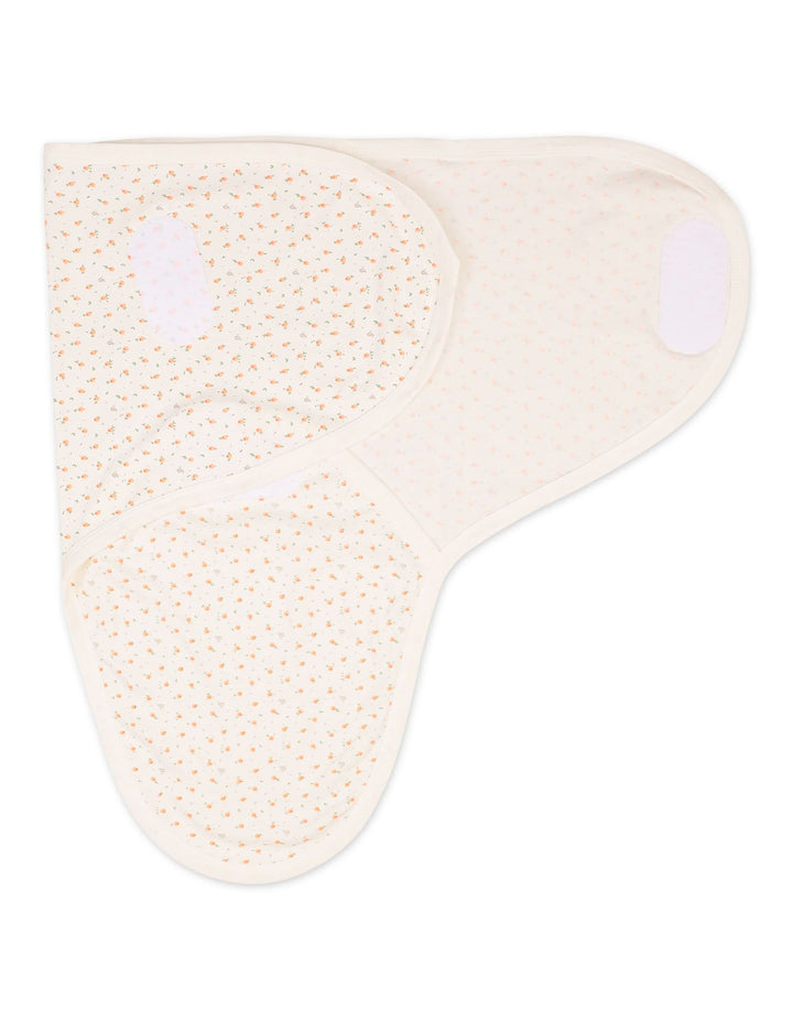 Baby Girls Swaddling Sheet Bambies Peach Floral Printed at Zubaidas