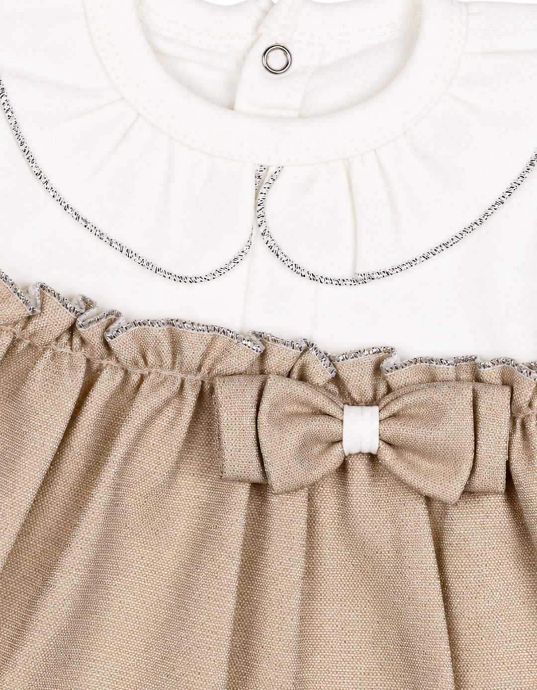 Baby Girls Winter 2 Piece Suit Elegant Bow Off White and Beige at Zubaidas Online Pakistan