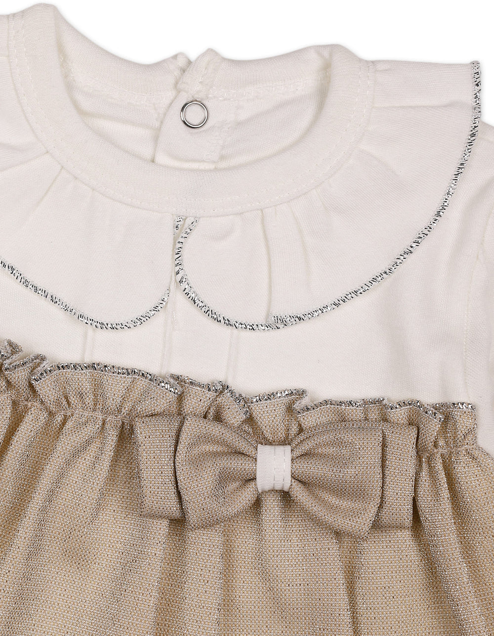 Baby Girls Winter 2 Piece Suit Elegant Bow Off White and Beige at Zubaidas Official Pakistan