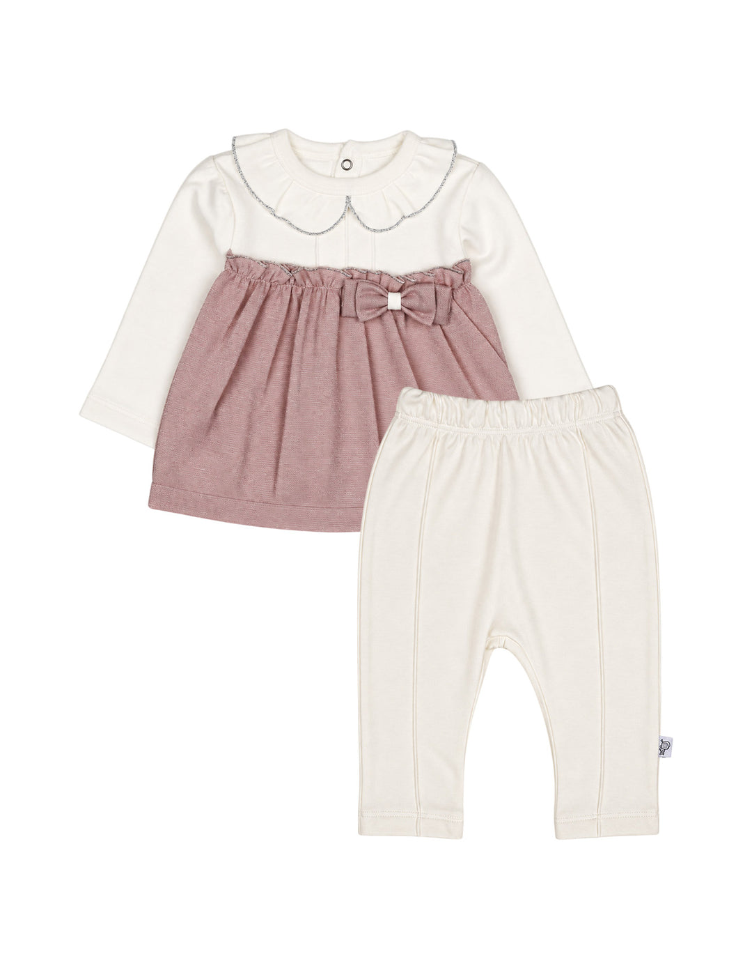 Baby Girls Winter 2 Piece Suit Elegant Bow Off White and Pink at Zubaidas 