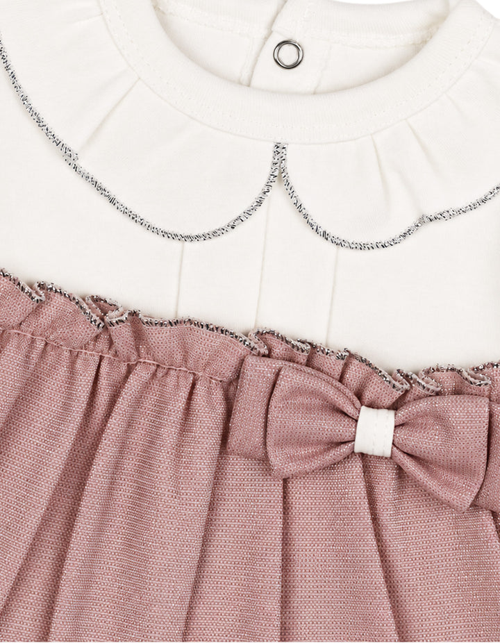Baby Girls Winter 2 Piece Suit Elegant Bow Off White and Pink at Zubaidas Online Pakistan
