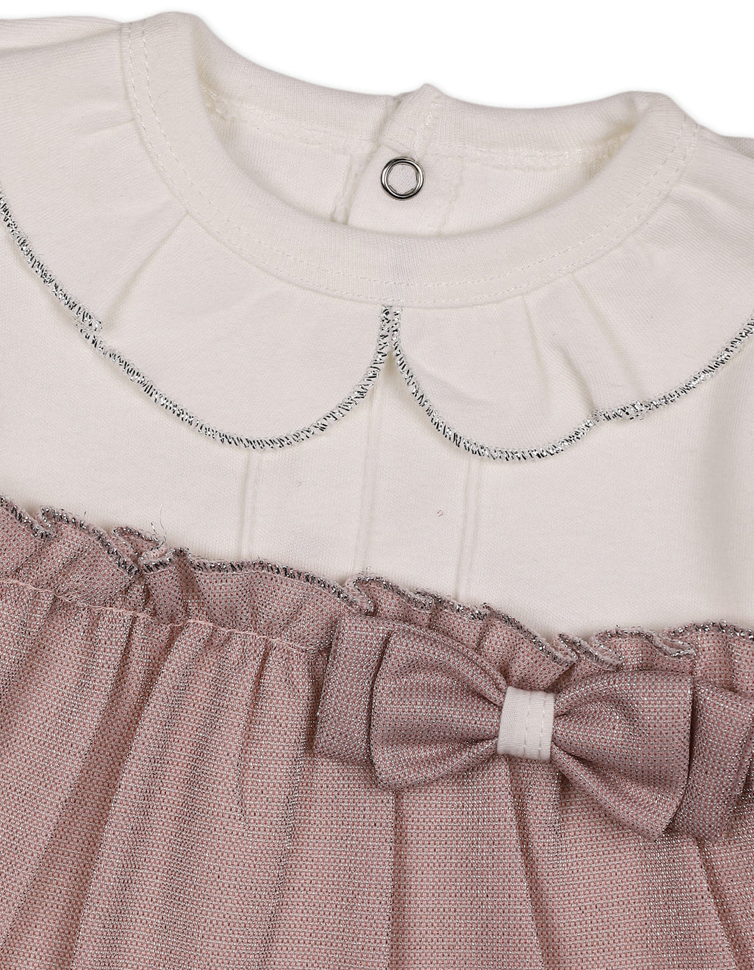 Baby Girls Winter 2 Piece Suit Elegant Bow Off White and Pink at Zubaidas Official Pakistan