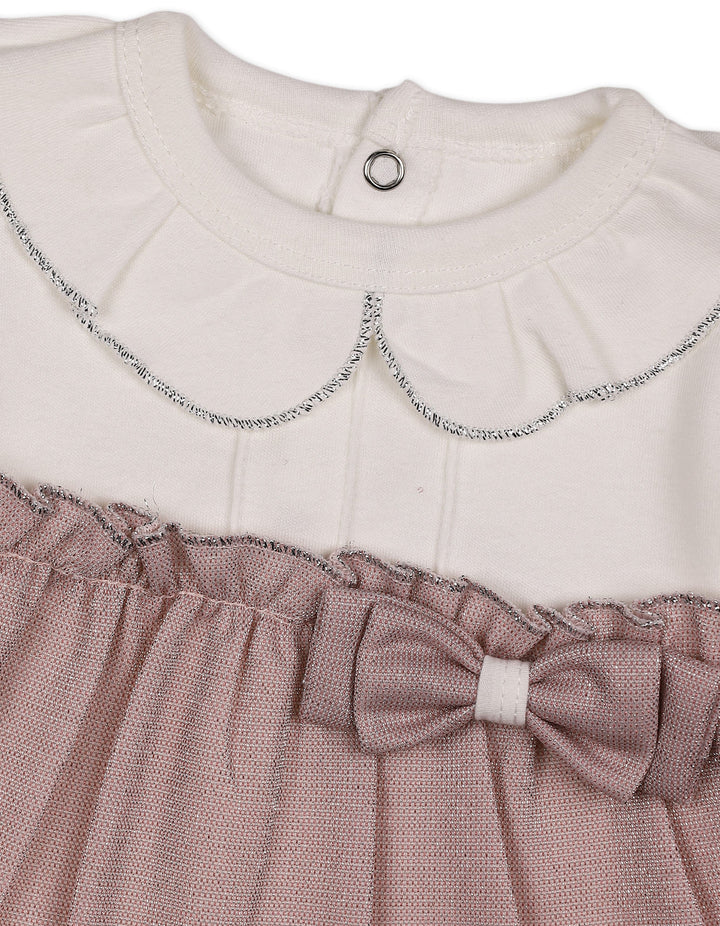 Baby Girls Winter 2 Piece Suit Elegant Bow Off White and Pink at Zubaidas Official Pakistan