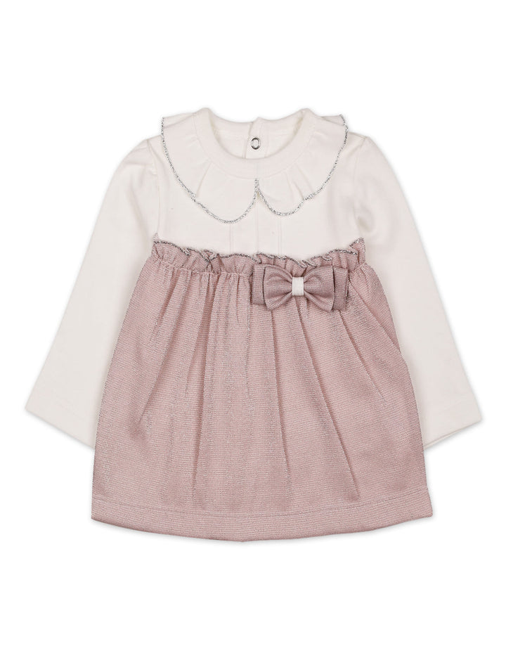 Baby Girls Winter 2 Piece Suit Elegant Bow Off White and Pink at Zubaidas Online Pakistan
