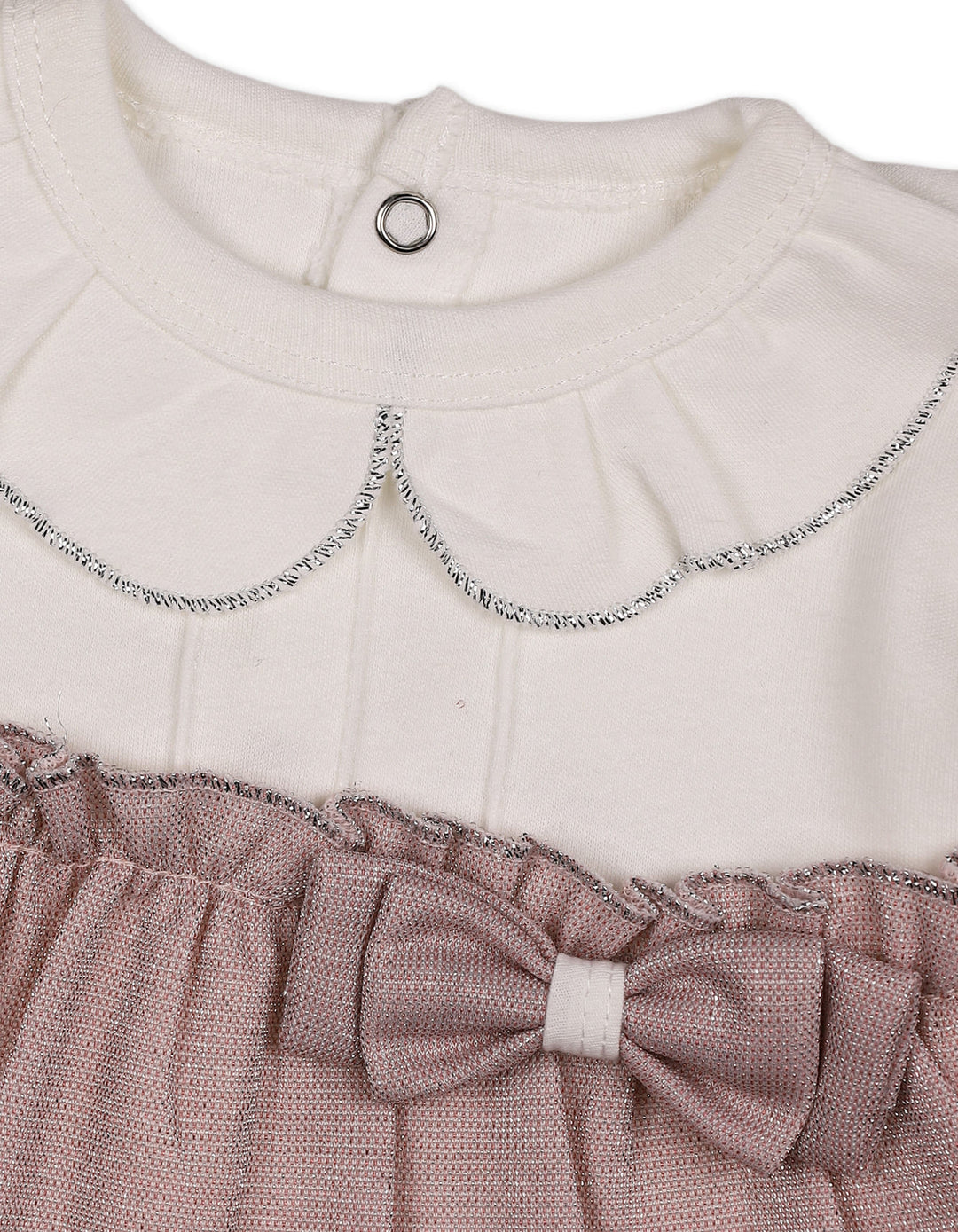 Baby Girls Winter 2 Piece Suit Elegant Bow Off White and Pink at Zubaidas Official Pakistan