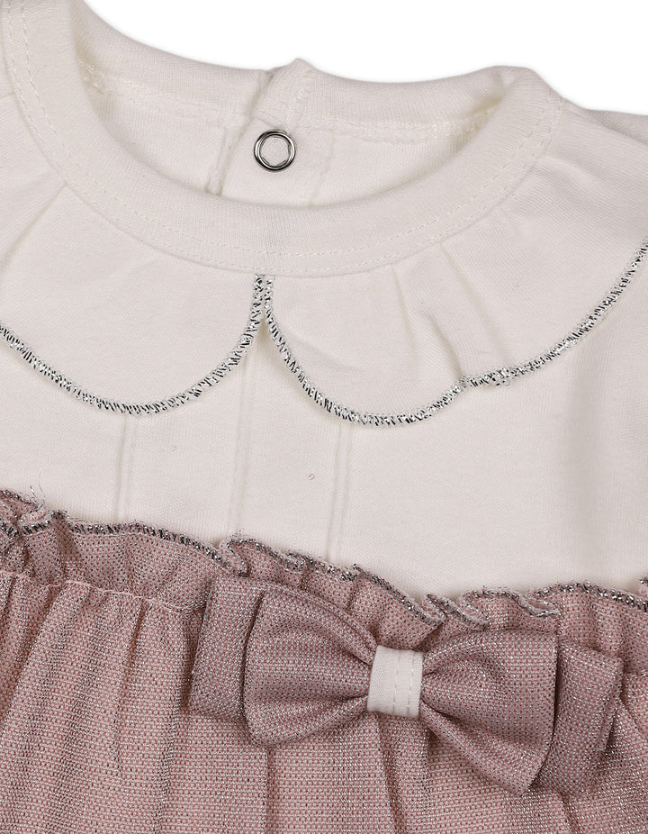 Baby Girls Winter 2 Piece Suit Elegant Bow Off White and Pink at Zubaidas Official Pakistan