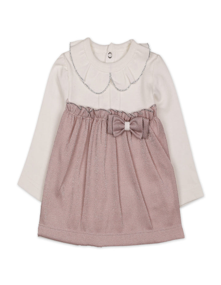 Baby Girls Winter 2 Piece Suit Elegant Bow Off White and Pink at Zubaidas Online Pakistan