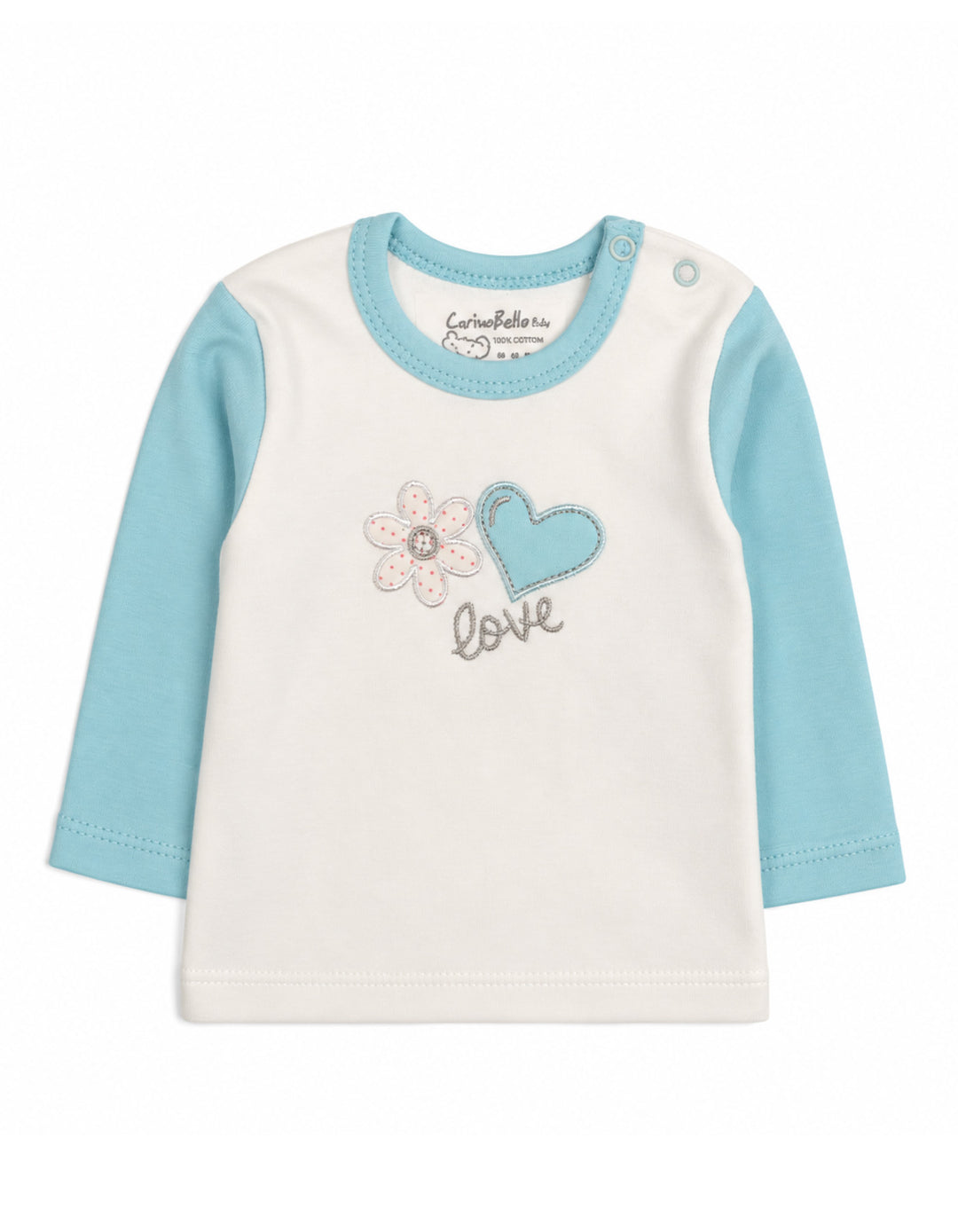 Baby Girls Winter 2 Piece Suit Embroidered Heart and Flower Mint Green and White at Zubaidas Official  Pakistan