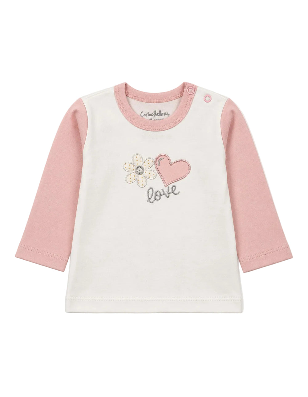 Baby Girls Winter 2 Piece Suit Embroidered Heart and Flower Pink and White at Zubaidas Official Pakistan