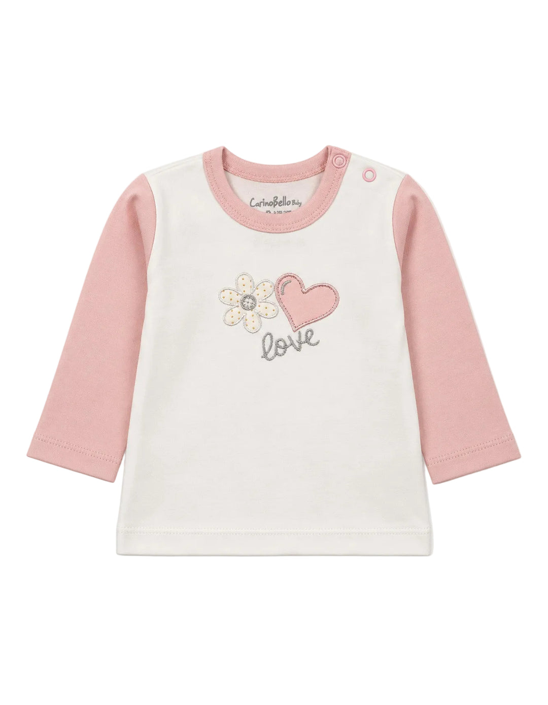 Baby Girls Winter 2 Piece Suit Embroidered Heart and Flower Pink and White at Zubaidas Official Pakistan