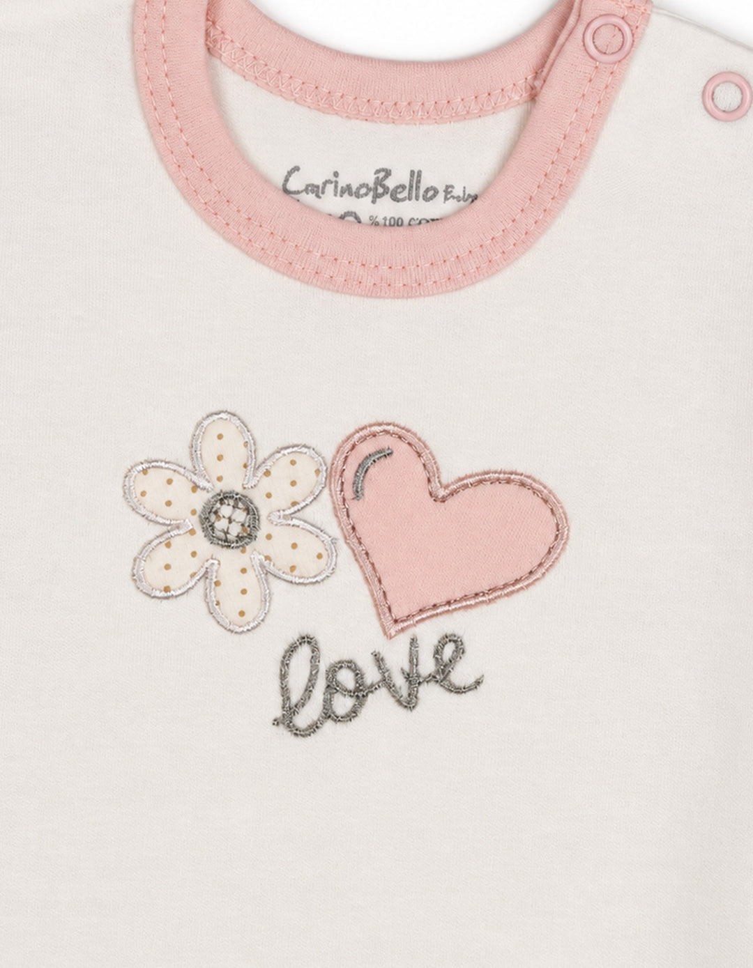 Baby Girls Winter 2 Piece Suit Embroidered Heart and Flower Pink and White at Zubaidas Online Pakistan