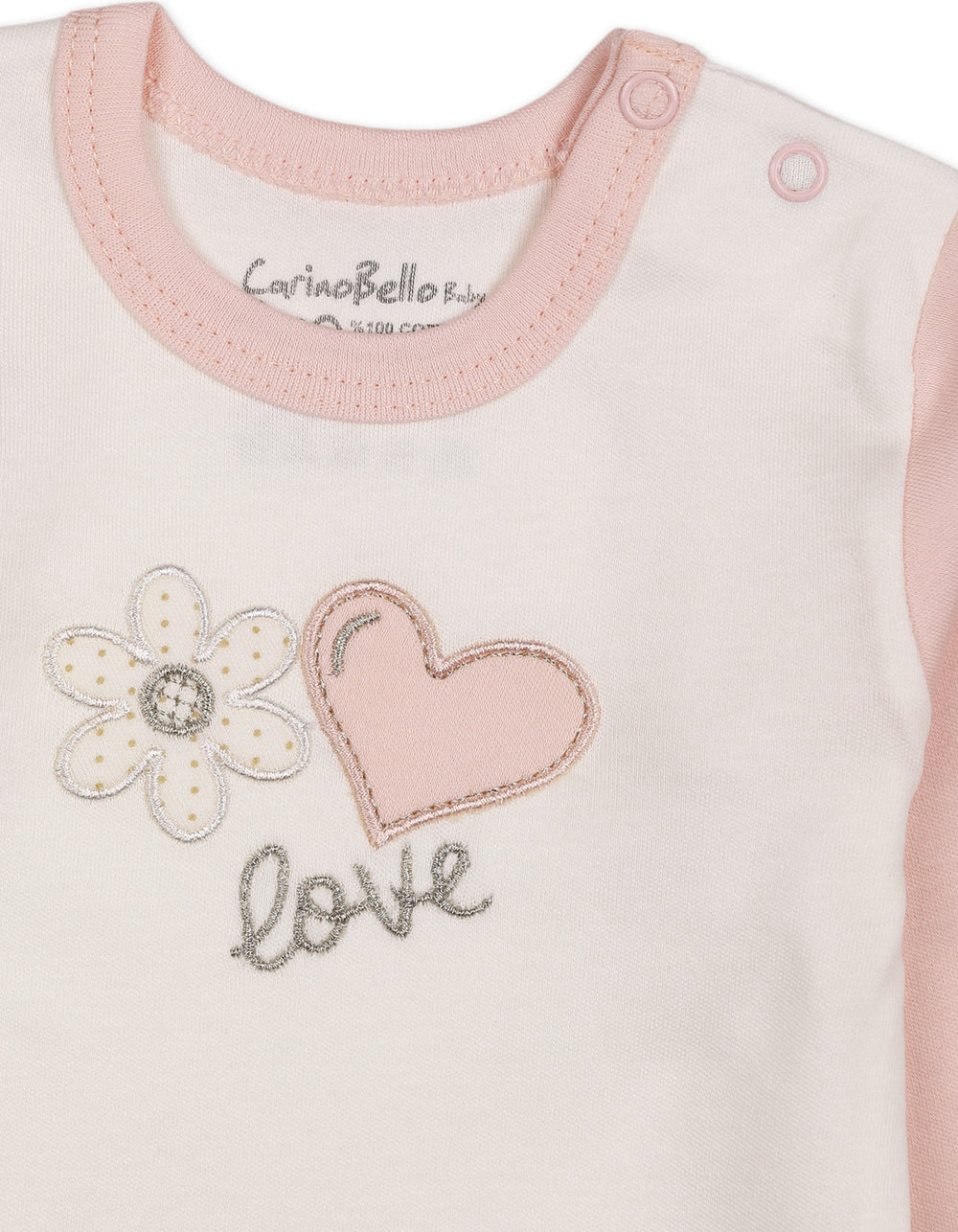 Baby Girls Winter 2 Piece Suit Embroidered Heart and Flower Pink and White at Zubaidas Official Pakistan