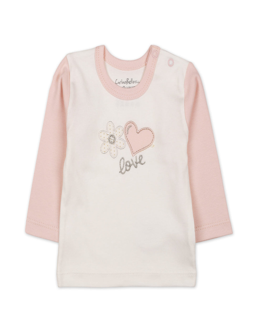 Baby Girls Winter 2 Piece Suit Embroidered Heart and Flower Pink and White at Zubaidas Online Pakistan