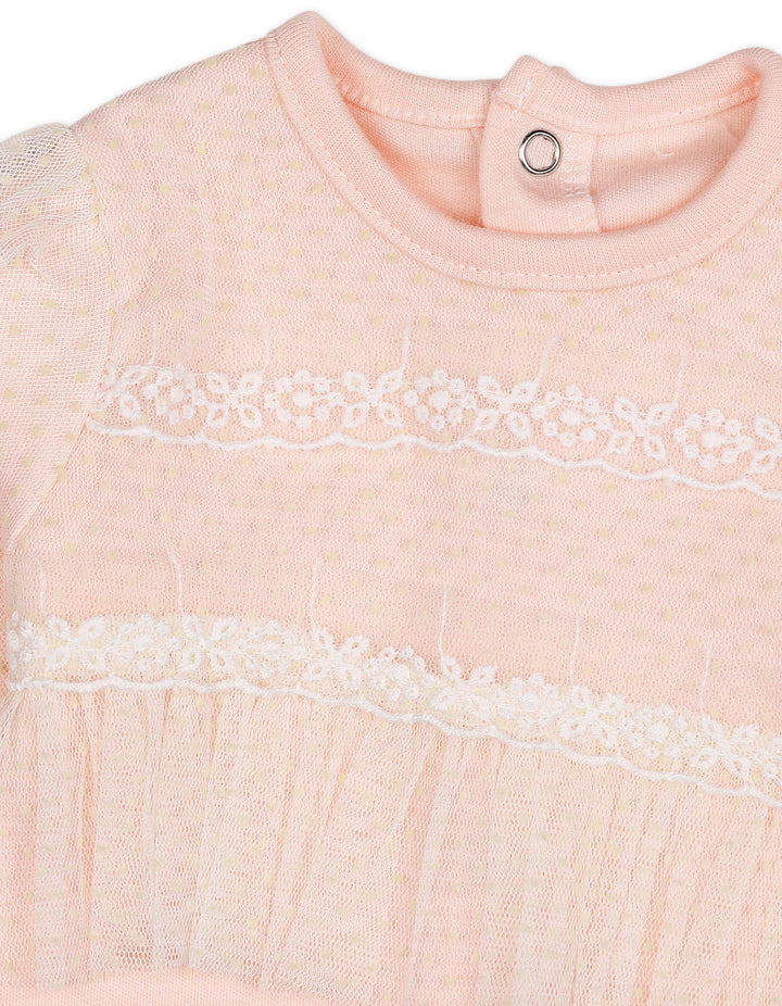 Baby Girls Winter 2 Piece Suit Floral Lace Pink at Zubaidas Official Pakistan
