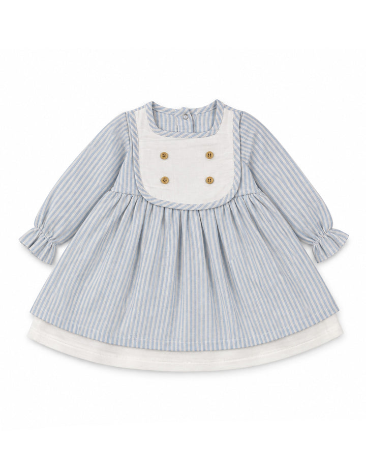 Baby Girls Winter Dress Blue Stripes at Zubaidas