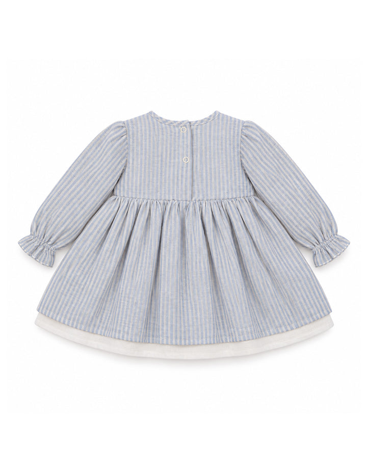 Baby Girls Winter Dress Blue Stripes at Zubaidas Online Pakistan