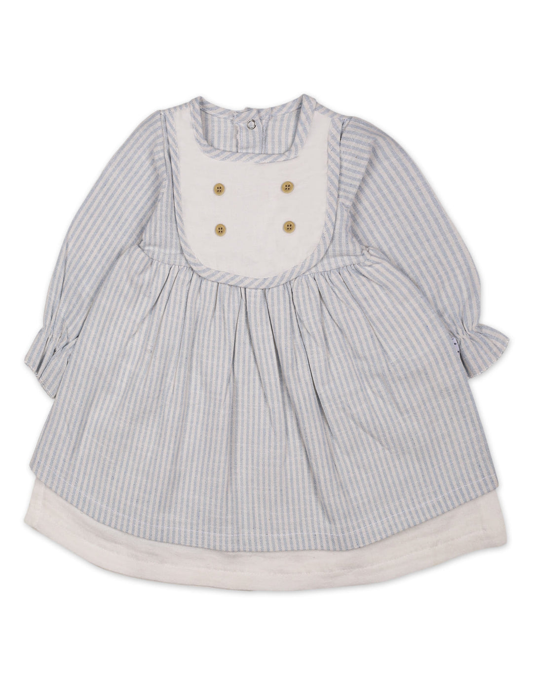 Baby Girls Winter Dress Blue Stripes at Zubaidas