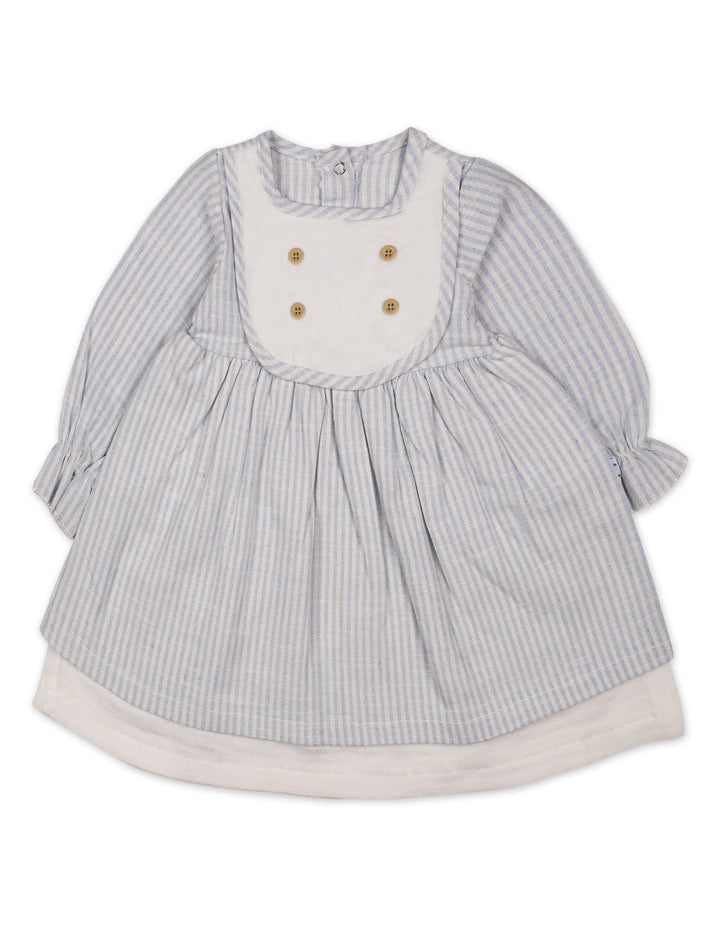 Baby Girls Winter Dress Blue Stripes at Zubaidas