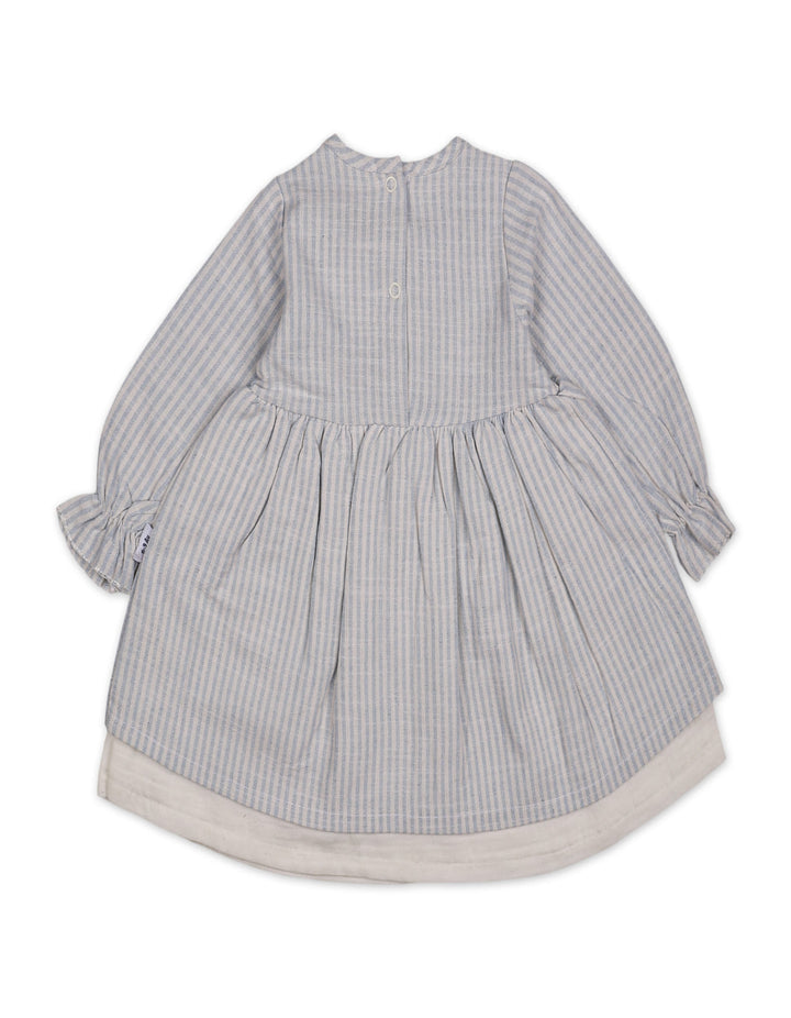 Baby Girls Winter Dress Blue Stripes at Zubaidas Online Pakistan