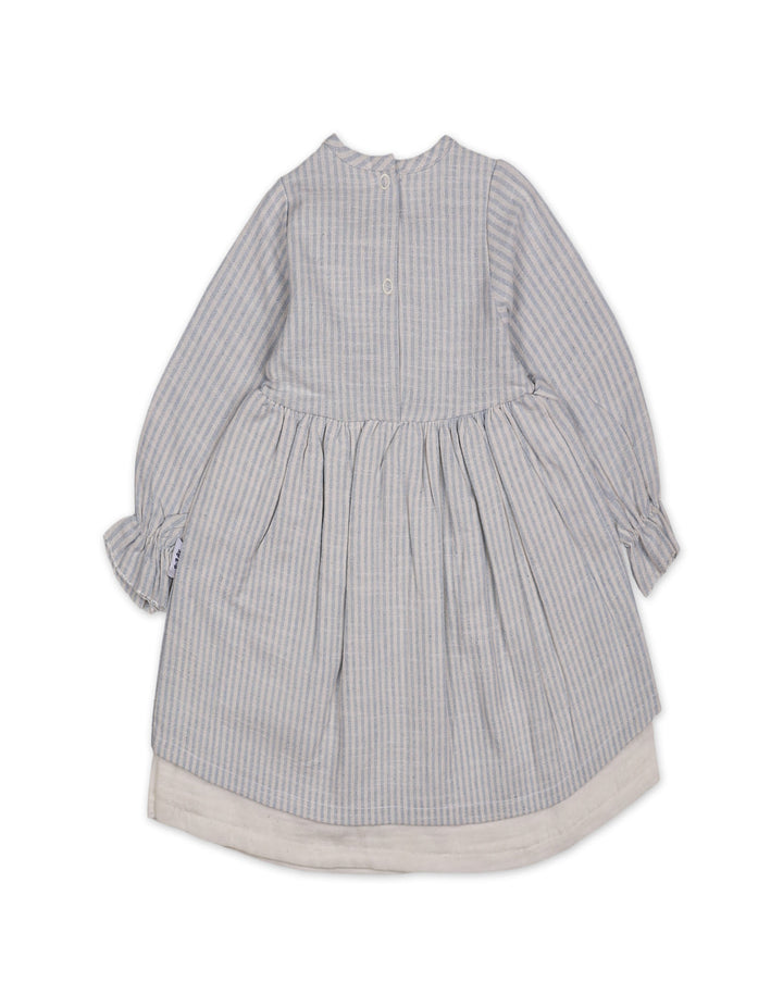 Baby Girls Winter Dress Blue Stripes at Zubaidas Online Pakistan