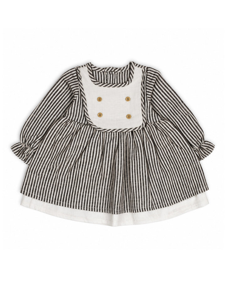 Baby Girls Winter Dress Brown Stripes at Zubaidas