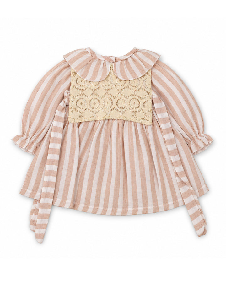 Baby Girls Winter Dress Elegant Lace and Striped Detailed Pink at Zubaidas Online  Pakistan