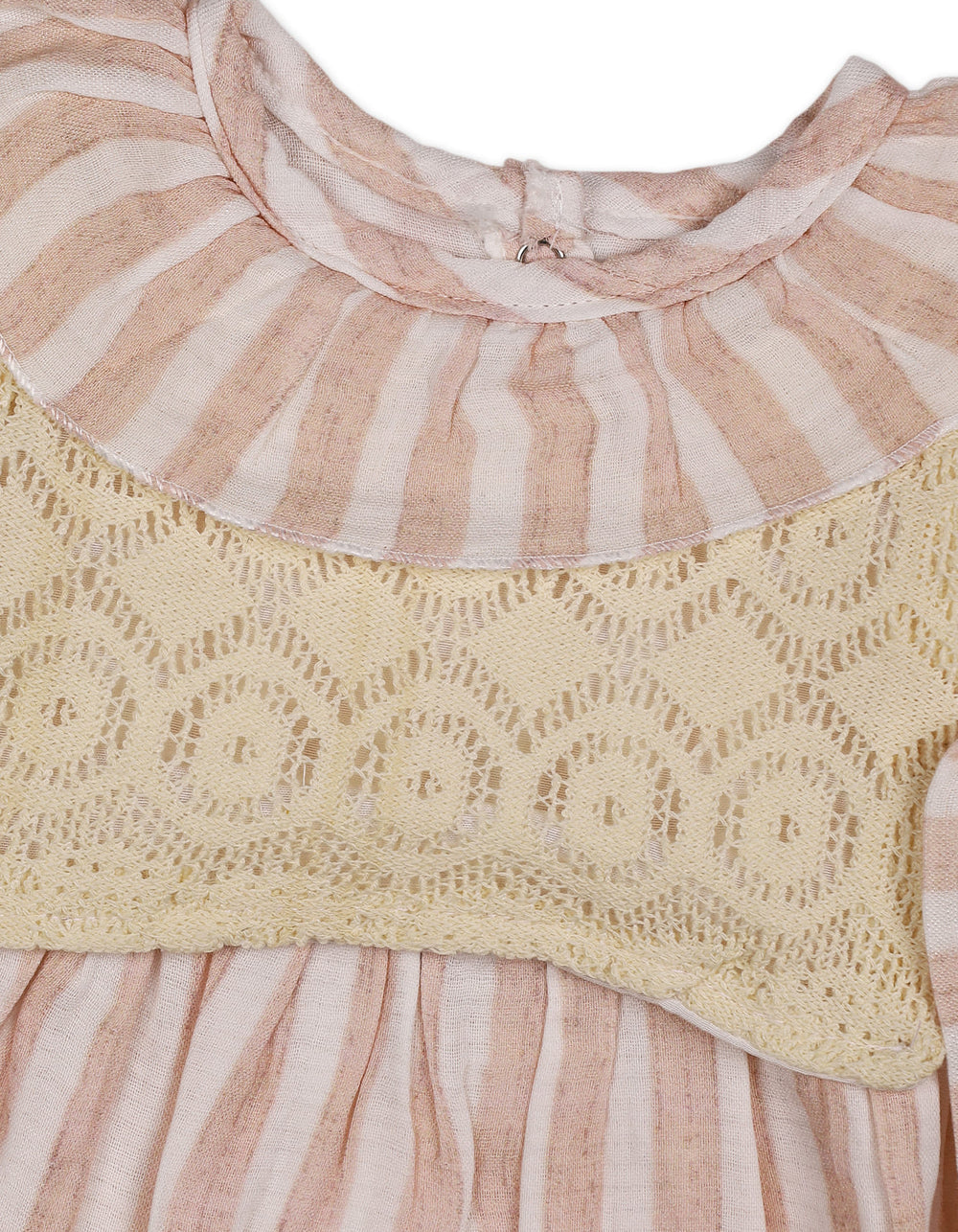 Baby Girls Winter Dress Elegant Lace and Striped Detailed Pink at Zubaidas Official Pakistan