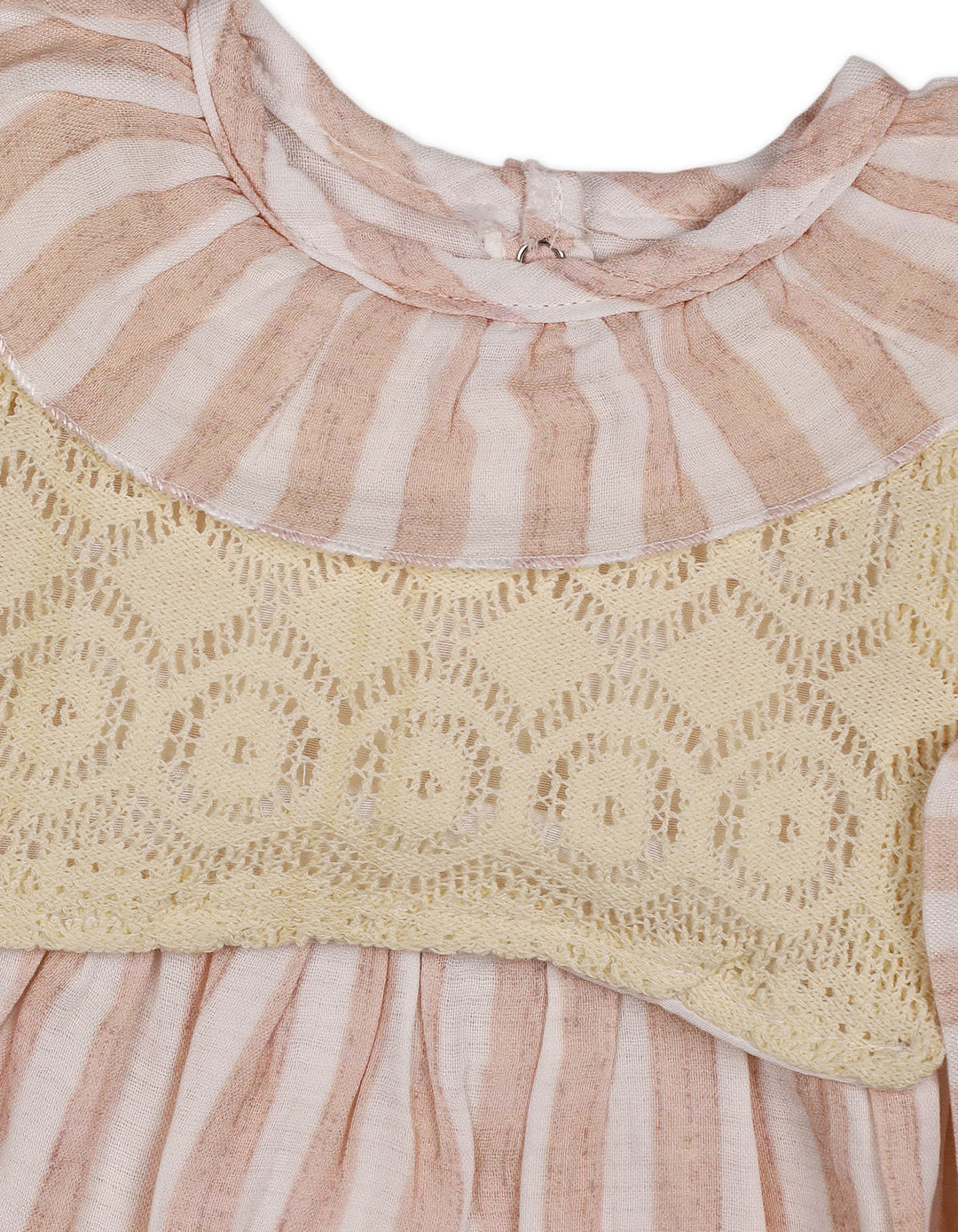 Baby Girls Winter Dress Elegant Lace and Striped Detailed Pink at Zubaidas Official Pakistan