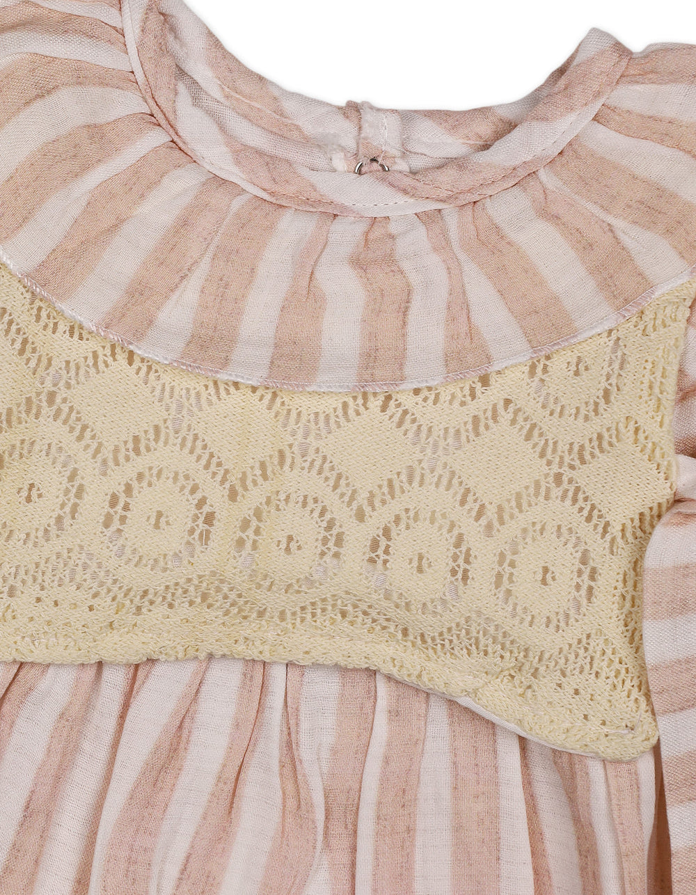 Baby Girls Winter Dress Elegant Lace and Striped Detailed Pink at Zubaidas Official Pakistan