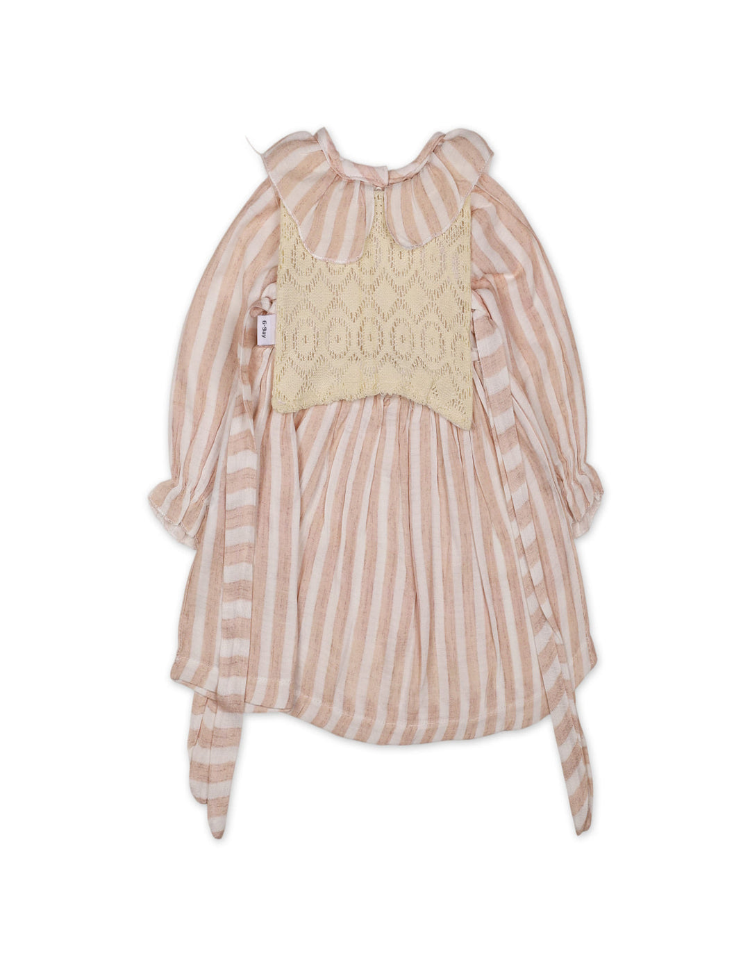 Baby Girls Winter Dress Elegant Lace and Striped Detailed Pink at Zubaidas Online Pakistan