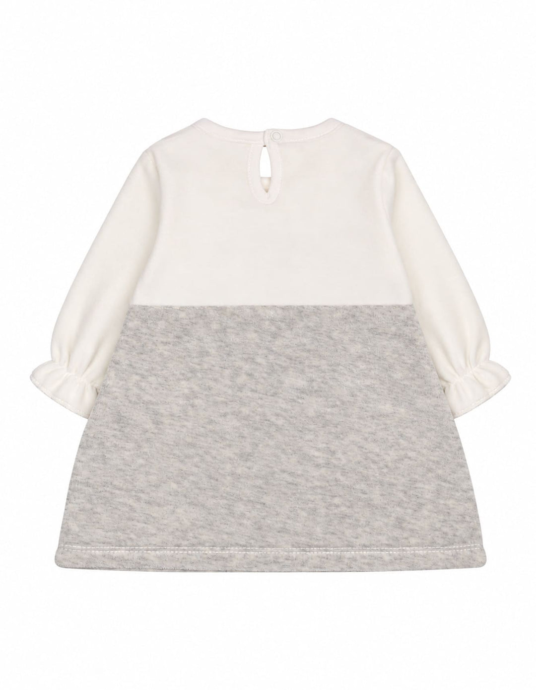 Baby Girls Winter Dress Embroidered Bow and Flowers Grey and White at Zubaidas Pakistan