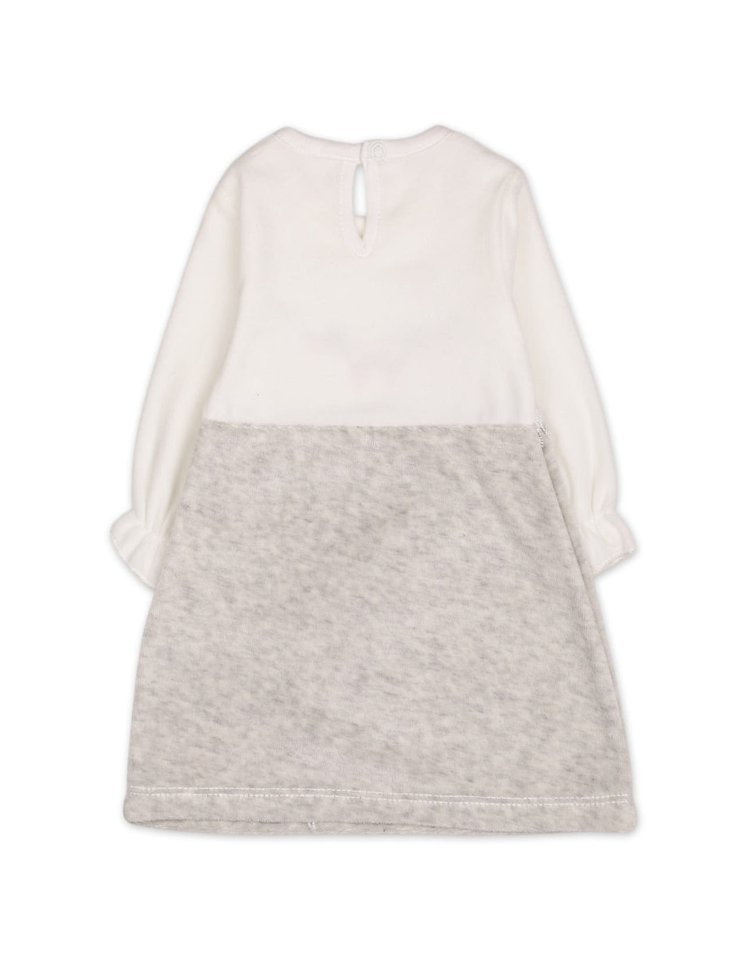 Baby Girls Winter Dress Embroidered Bow and Flowers Grey at Zubaidas Online Pakistan