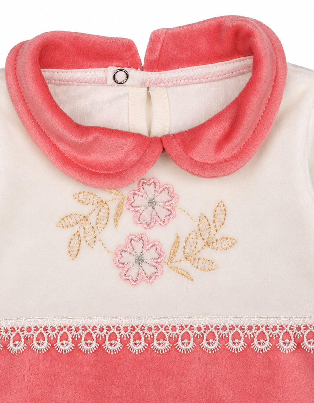 Baby Girls Winter Dress Embroidered Flowers Pink at Zubaidas Pakistan