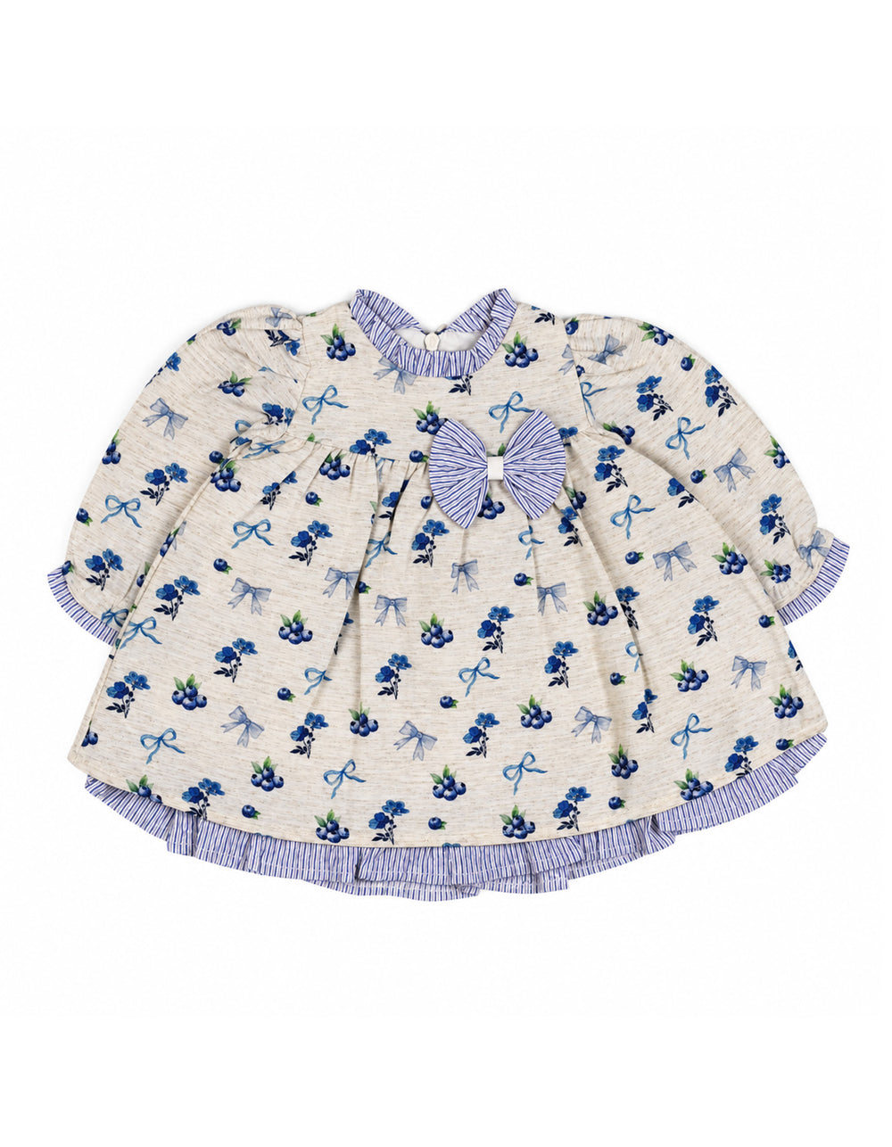Baby Girls Winter Dress Floral and Bow Detailed Blue at Zubaidas Official Pakistan