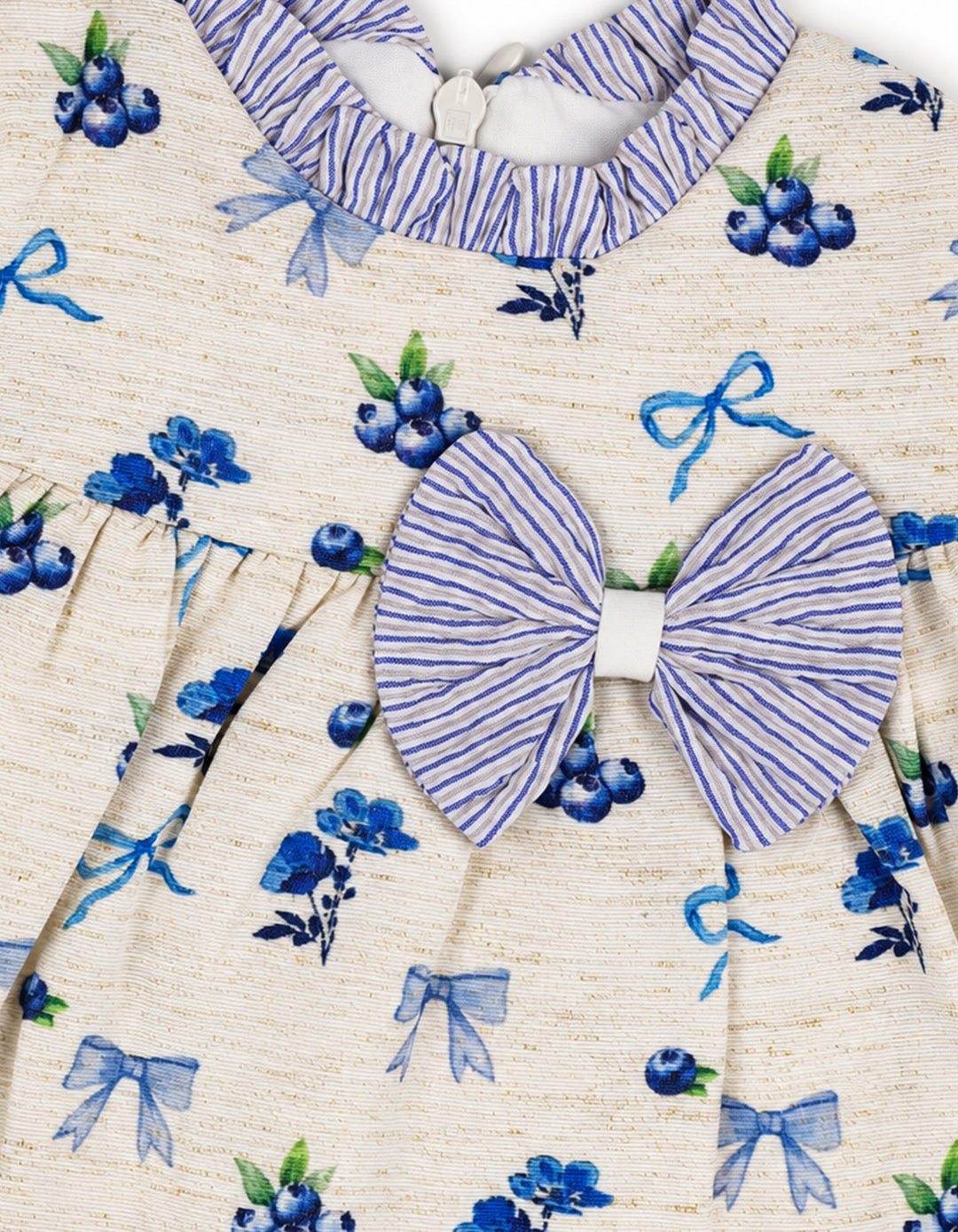 Baby Girls Winter Dress Floral and Bow Detailed Blue at Zubaidas Online Pakistan