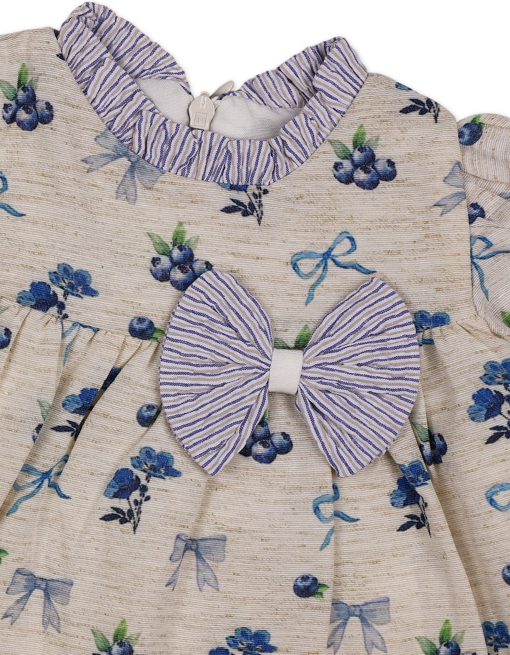 Baby Girls Winter Dress Floral and Bow Detailed Blue at Zubaidas Official Pakistan