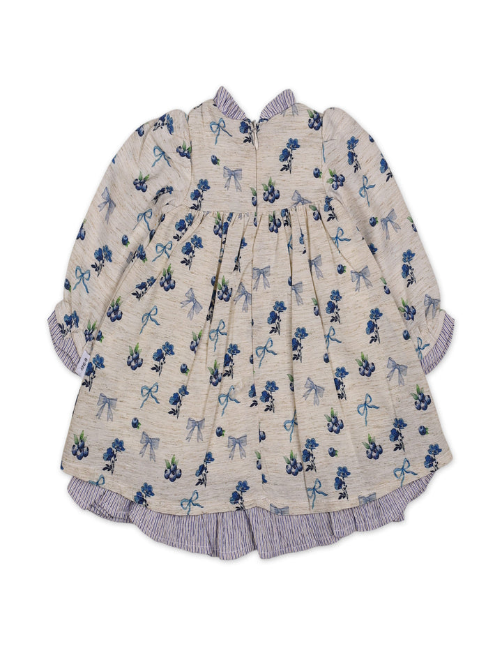 Baby Girls Winter Dress Floral and Bow Detailed Blue at Zubaidas Best Online Baby Kids and Moms Store in Pakistan