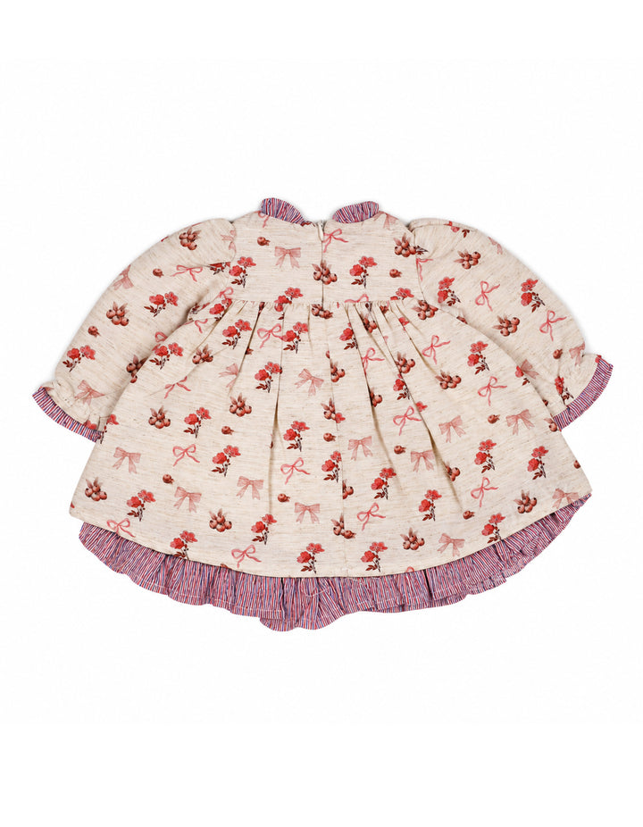 Baby Girls Winter Dress Floral and Bow Detailed Pink at Zubaidas Online Pakistan